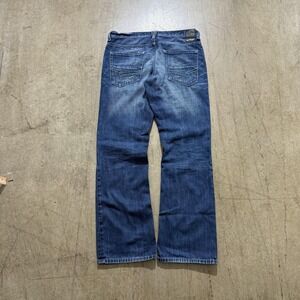 Relix Jeans Mens Blue N56 Straight Leg Denim Faded Whiskered Mid Rise Classic